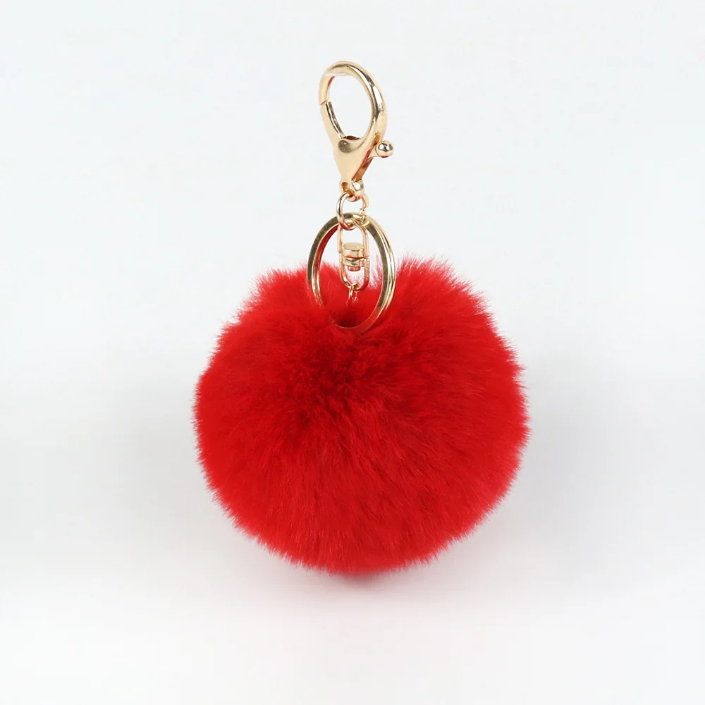 8CM Fluffy Fur Pom Pom Keychain Soft Faux Rabbit Fur Ball Car Keyring Pompom Key Chains Key holder Women Bag Pendant Jewelry