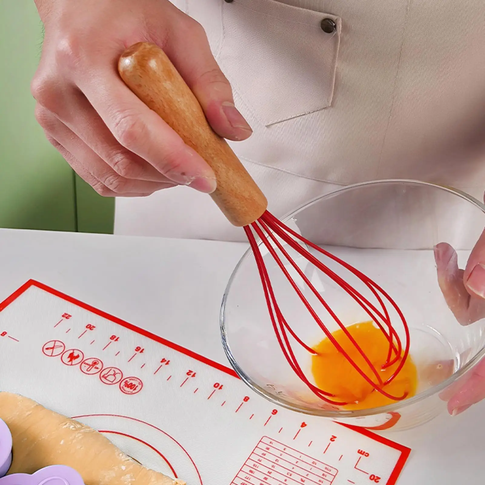 

Набор для выпечки: скалка с антипригарным покрытием и коврик для теста с дизайном кролика и яйца, для печенья, пирогов и выпечки