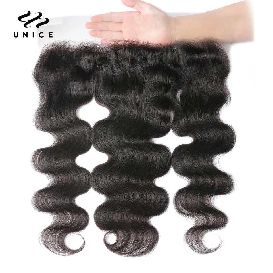 Mèches 100% naturelles Body Wave-UNice Hair, perruque Lace Frmetals, 13x4, densité 250%, partie libre, 3 pièces