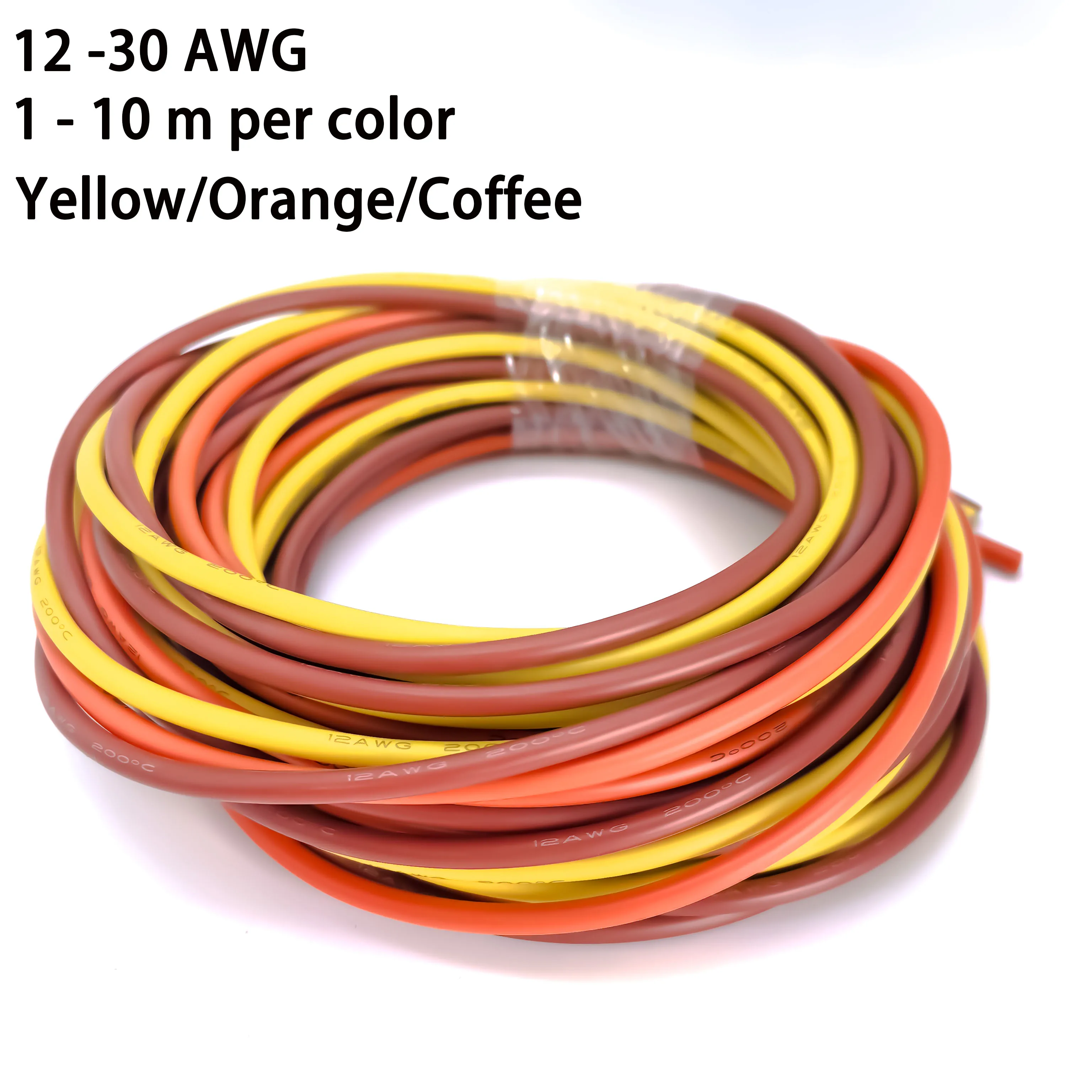 Tricolor Wire 16-18-20-22-24-26-28-30 Gauge Silicone Brown/Orange/Yellow Stranded Tinned Copper Hookup Wire Kit DIY