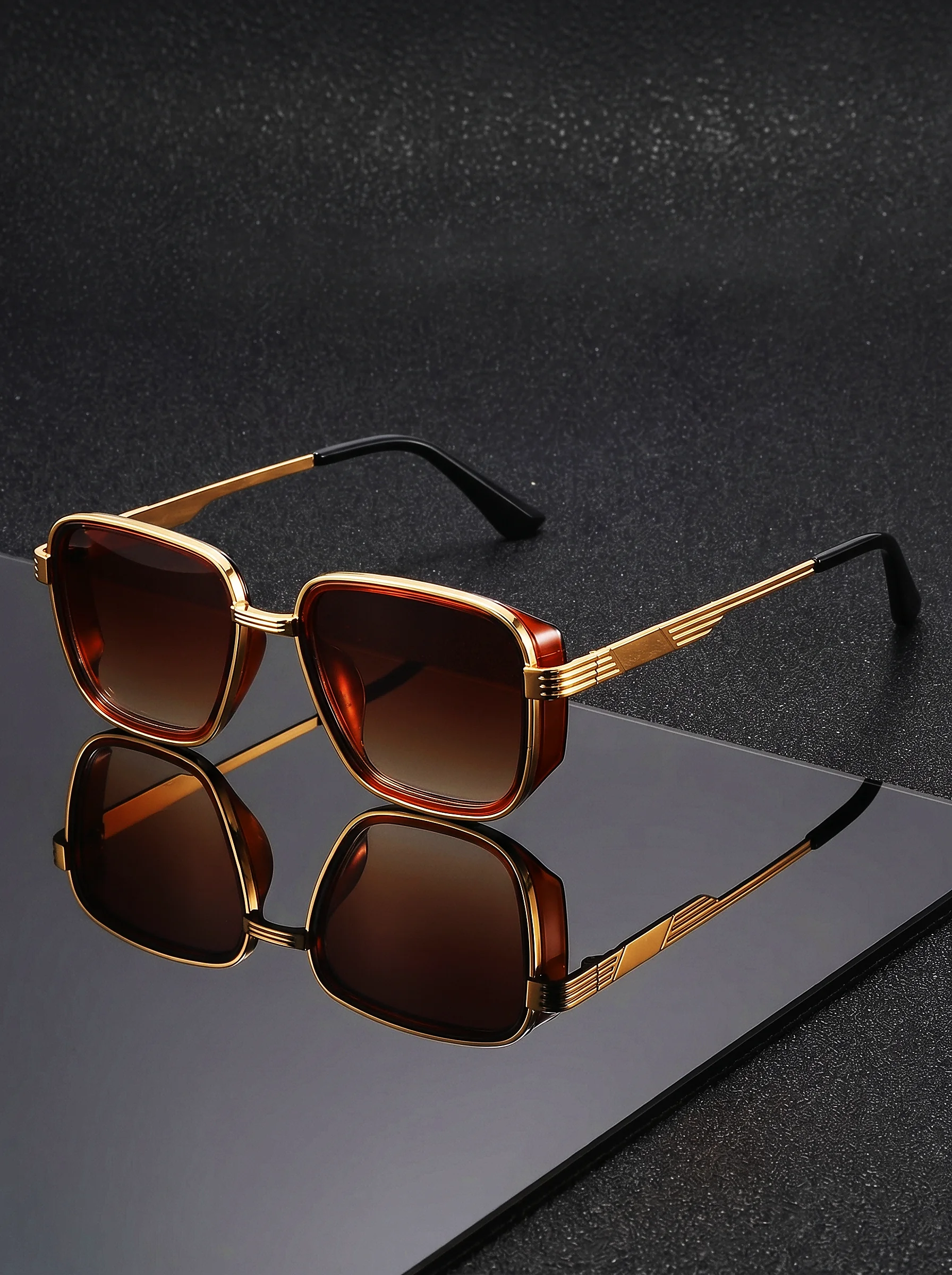 VIOLA MAG Retro Square Sunglasses Unisex, Vintage Sunglasses, Fashionable Oversized Sunglasses with Free Storage Case image 6