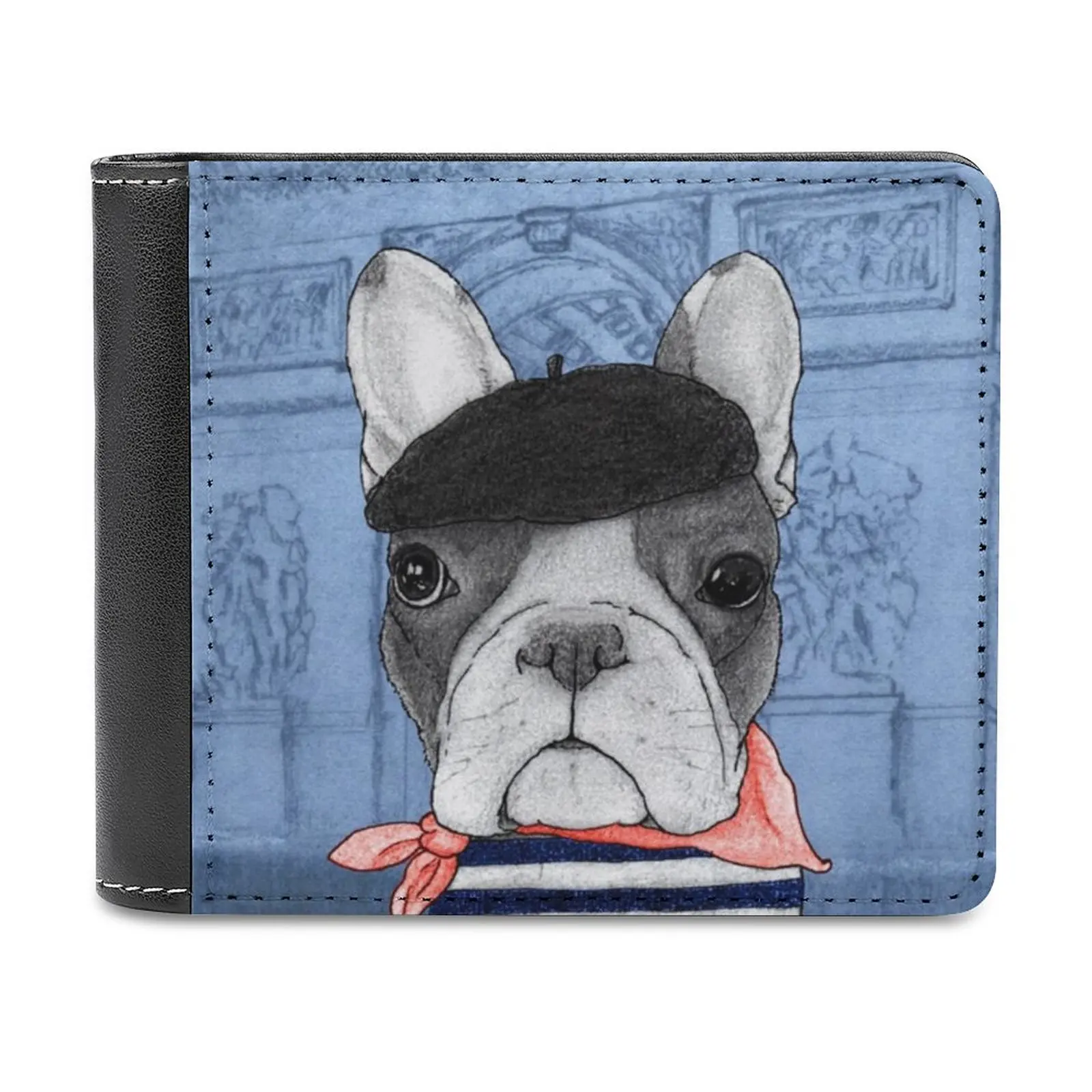 Frenchie With Arc De Triomphe New Men Wallets Pu Leather Men Purse High Quality Male Wallet Frenchie Dog Bulldog Doggie Cute