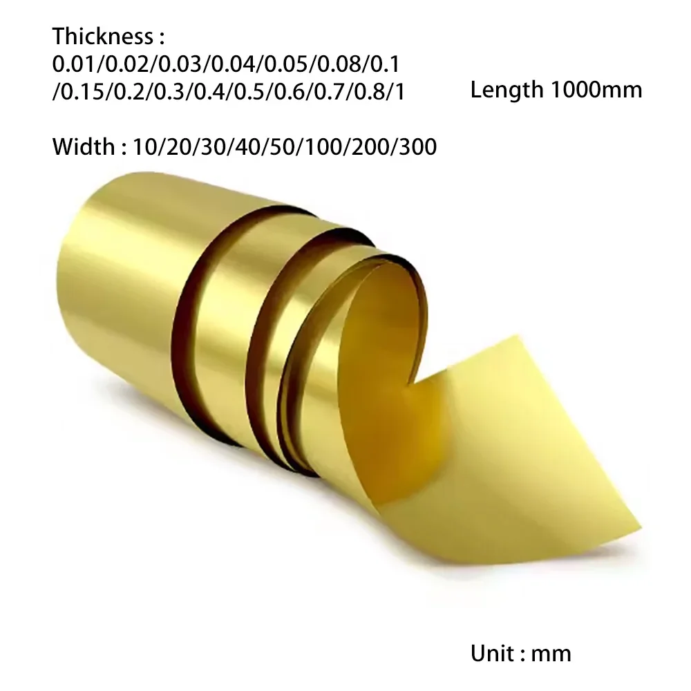 

NSONENS 1 шт. H62 латунный лист длиной 1 метр латунная полоска для ломтиков толщиной 0,01 мм ~ 1 мм квадратная медная фольга ширина 100 мм/200 мм/300 мм винты