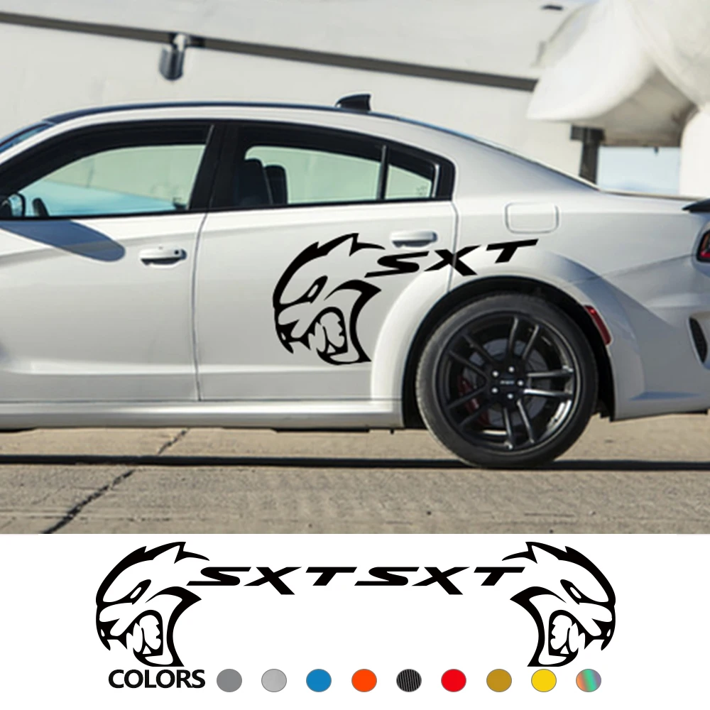 2PCS Car Side Door Stickers For Dodge Charger Challenger SXT Caliber Durango Avenger Dart Wheel Brow Decals Tuning Accessories