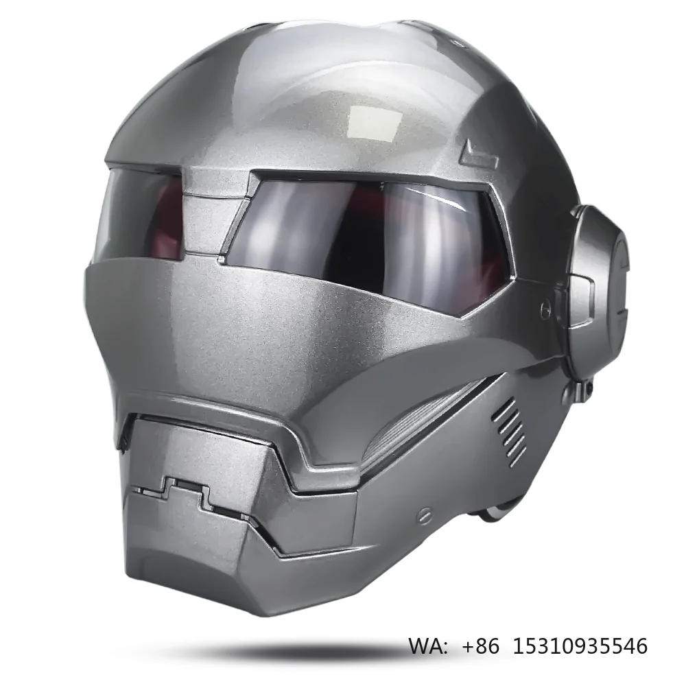 

Masei 601 Iron Patriot Helmetss Motocicleta Capacete, Lente Dupla, Viseira Interior, Personalized Helmets Gray Moto Helmet