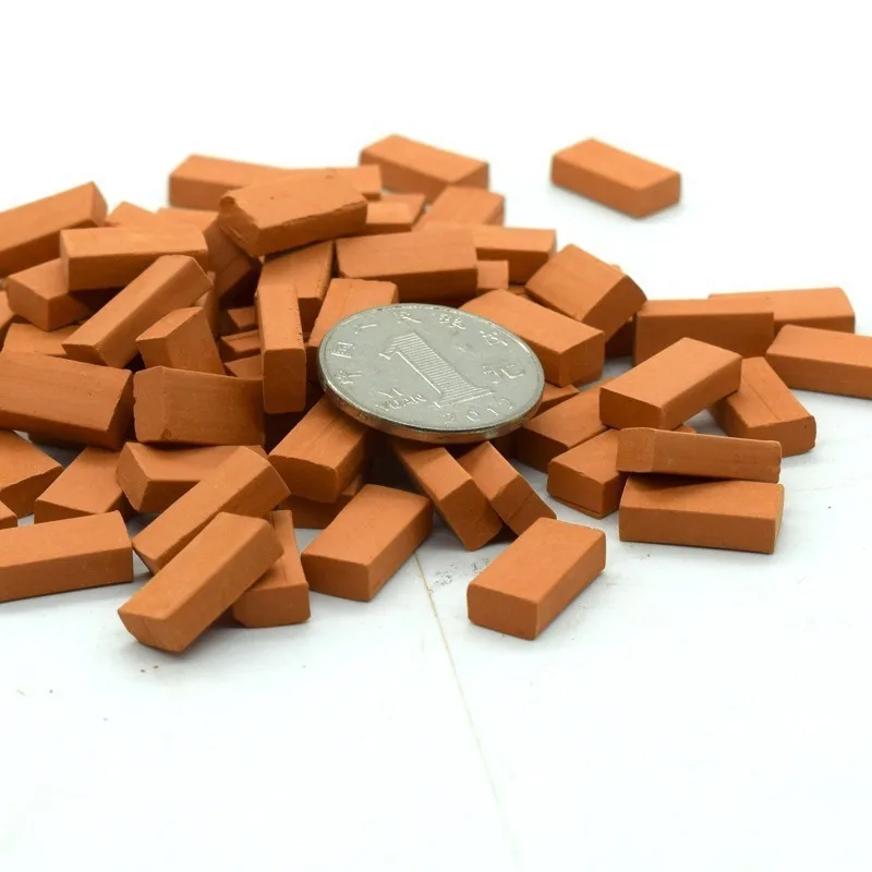 200 Pieces Mini Bricks For Landscaping Miniature Bricks Brick Wall Small Bricks For Dollhouse Garden Parts 1/35 Scale