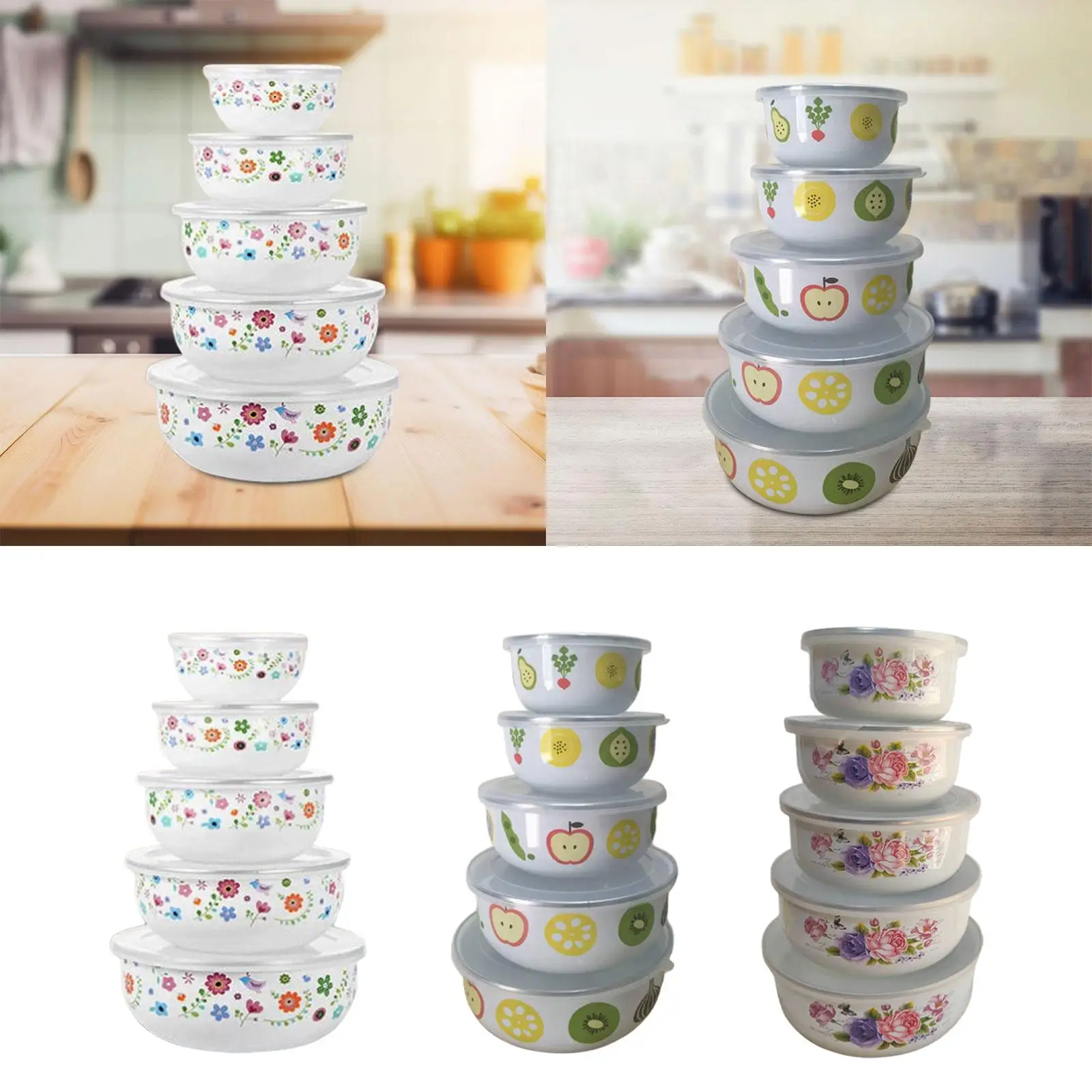 5Pcs Mixing Bowl Set Rice Bowl Food Prep Bowls for Cooking Biscuits Pancakes