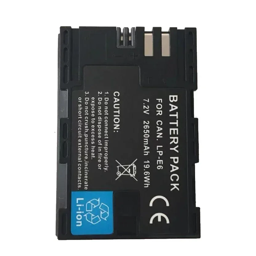 LP-E6 Camera Battery 2650mAh 7.4V LP E6  E6N + LED Dual Charger For Canon EOS 5DS R 5D Mark II 5D Mark III 6D 7D 70D 80D