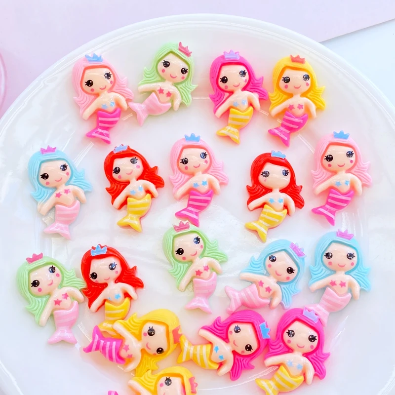 20Pcs New Mini Cute Mermaid Series Flat back Resin Cabochons Scrapbooking DIY Jewelry Craft Decoration Accessorie