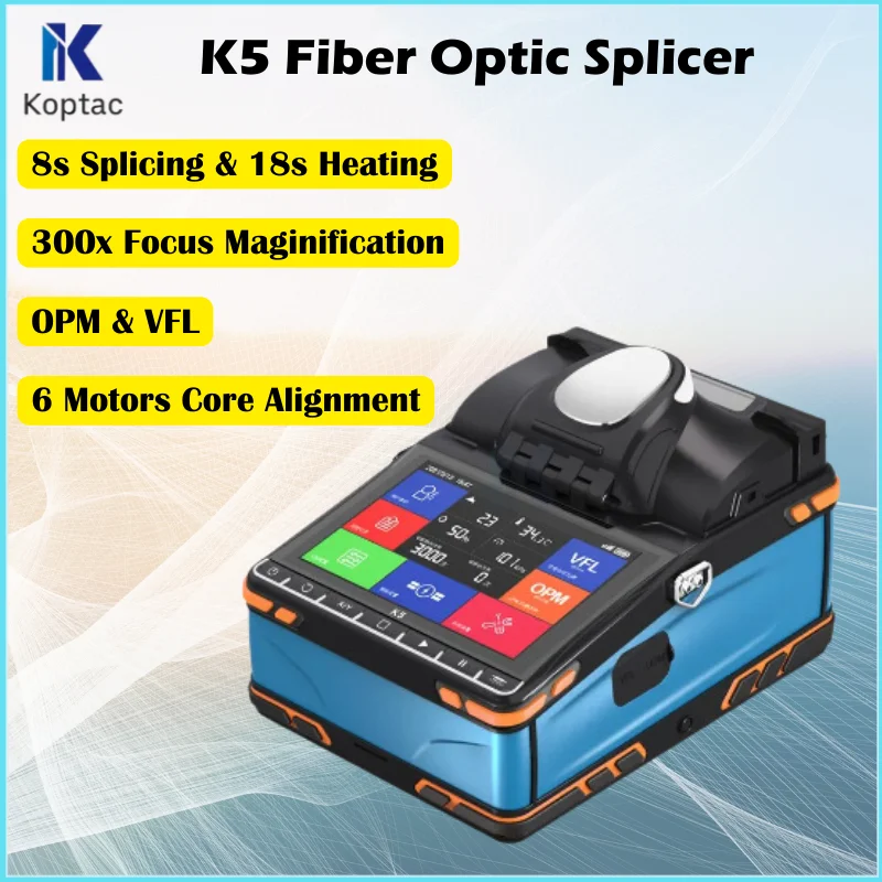 New Arrival 6 Motors K5 Fiber Optic Fusion Splicer Welding Machine Fiber Splicing Machine with Vfl Opm