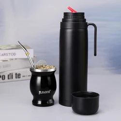 Yerba Mate Cup Set, Stainless Steel Mate Gourd with Vacuum Insulated Bottle, Bombilla (Straws)