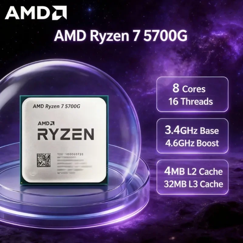 Brand New AMD Ryzen 7 5700G Processor R7 5700G 8 Core 16 Thread 4.6GHz 16MB L3 Cache Socket AM4 CPU Without Package