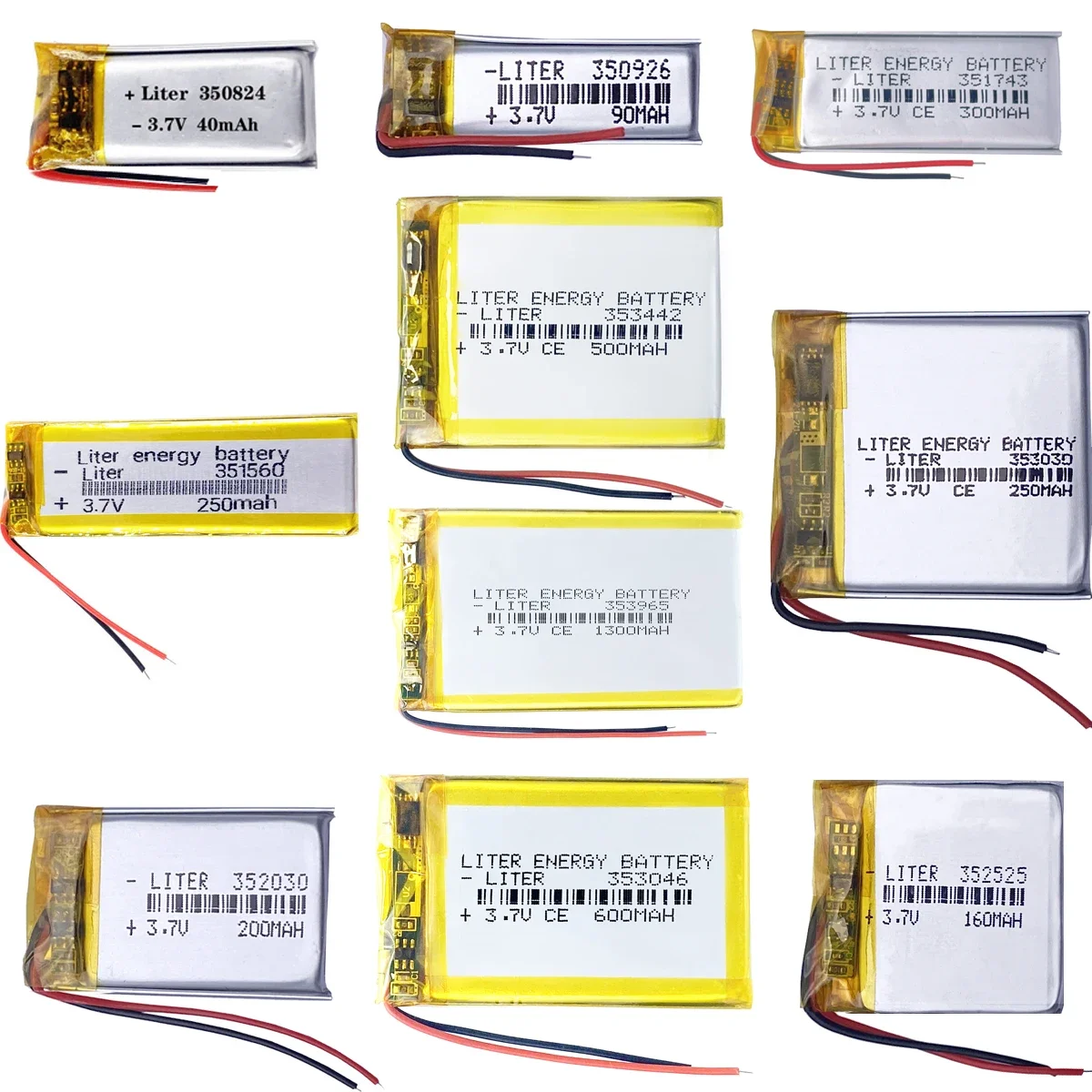 Custom 3.7V 350824 Lithium Polymer Ion Rechargeable Battery 100mah 400mah 600mah 800mah 3000mah Factory Product