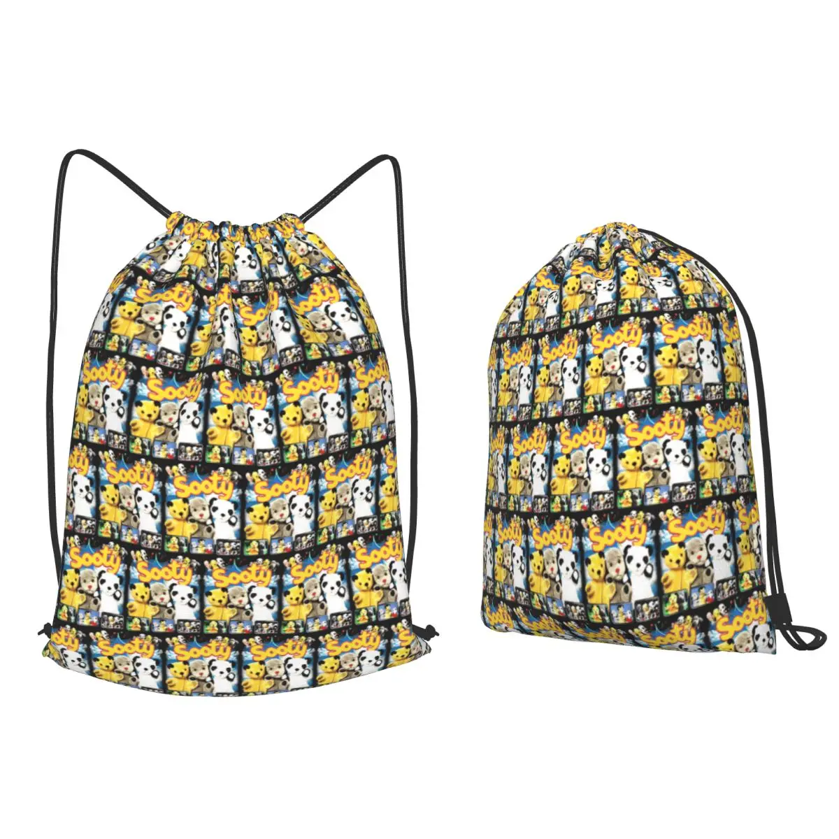 Sooty Backpacks Portable Drawstring Bundle Pocket Storage Bag Book Bags for Man Woman School