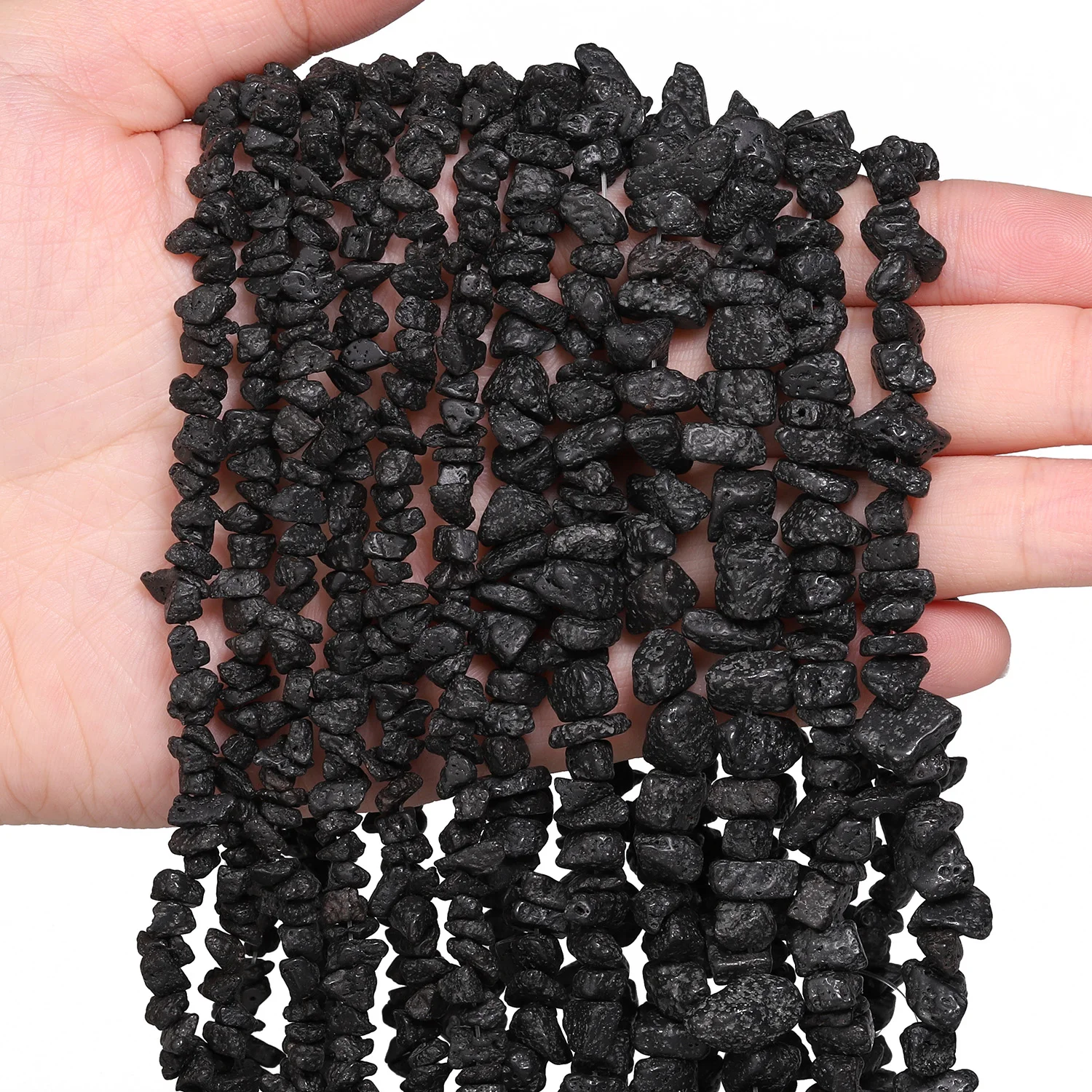 Pierre naturelle irrégulière 3-5mm 5-8mm, perles de roche volcanique de lave noire, gravier, perles amples pour la fabrication de bijoux, accessoires de Bracelets à faire soi-même