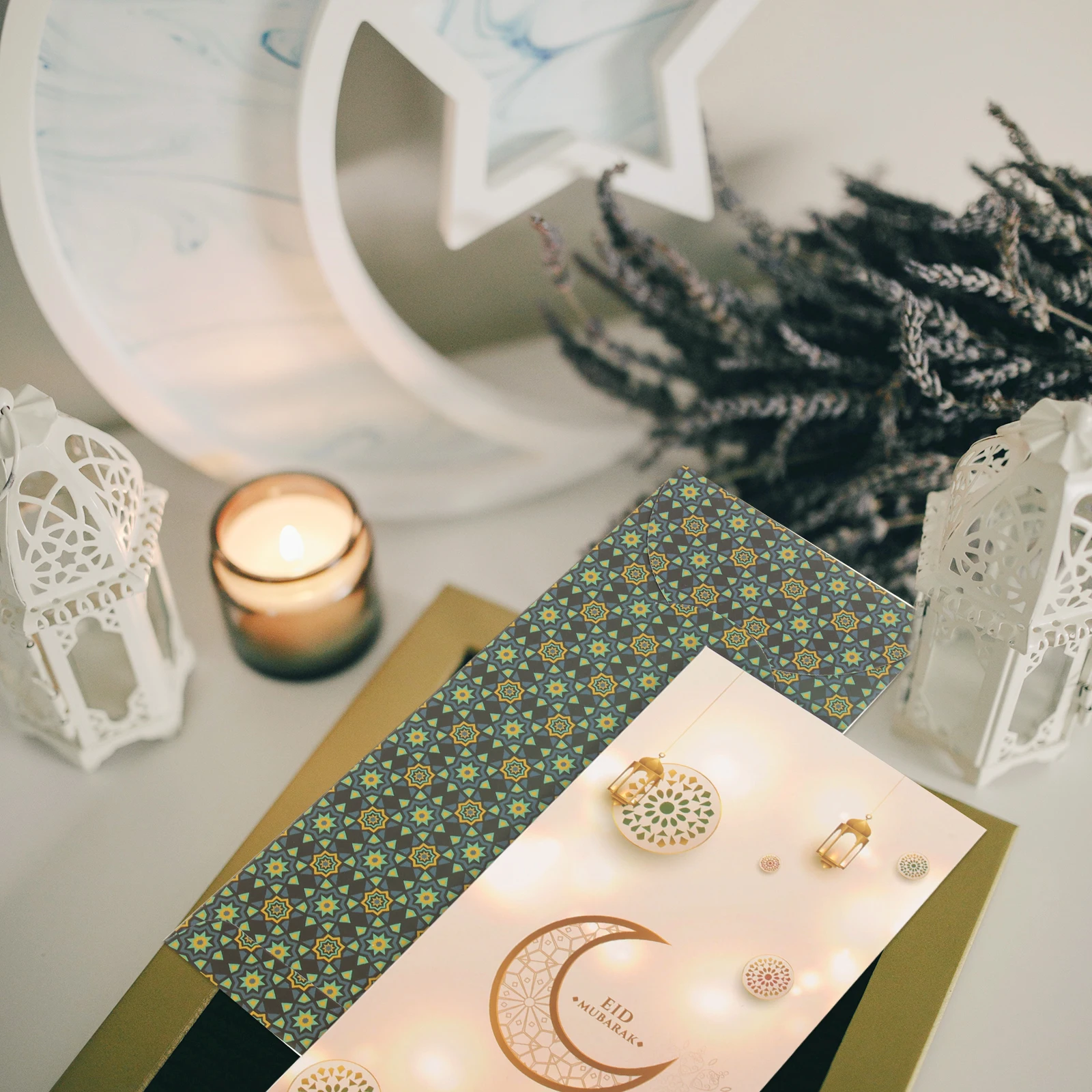 

6 Pcs Premium Paper Envelopes Elegant Eid Ramadan Greeting Cards Bag Letter Mubarak Graduation Blessing Holder Party Filler