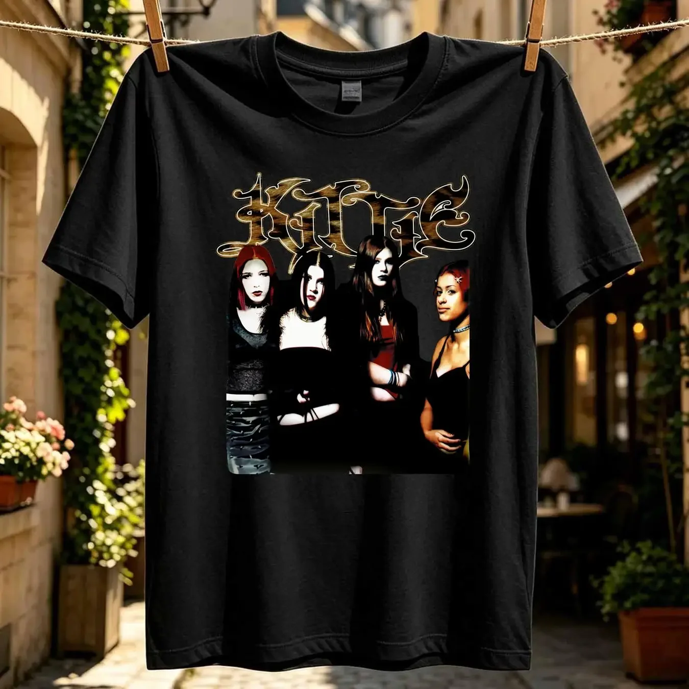 washed T Shirt New Popular Kittie Band For Fans Men All Size long or short sleeves vintage Washed Slightly fashion homme Unisex