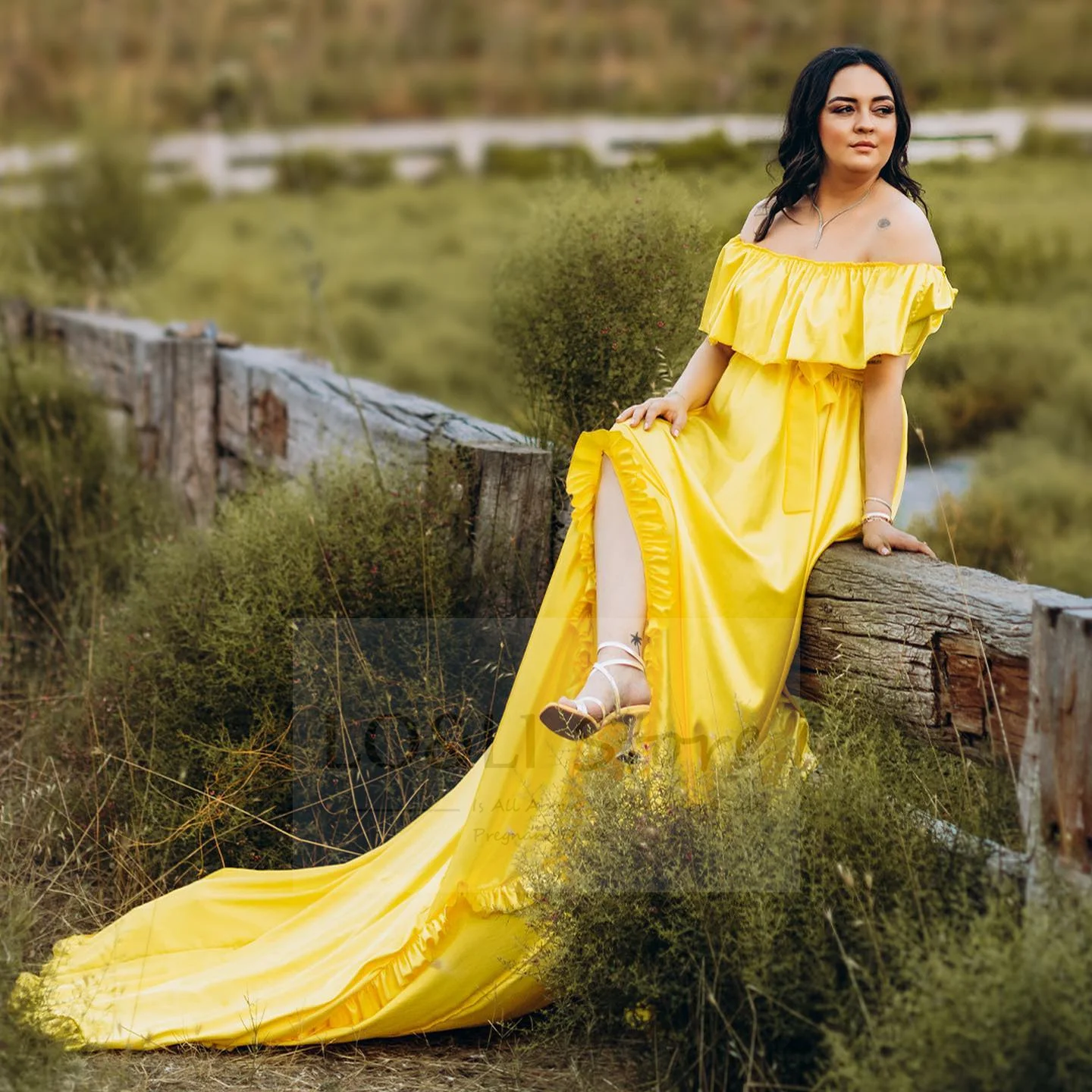 

Off Shoulder Yellow Satin Dress For Pregnant Photoshoot Long Silk Prom Gown For Maternity Elegant Baby Shower Party Gown 2024