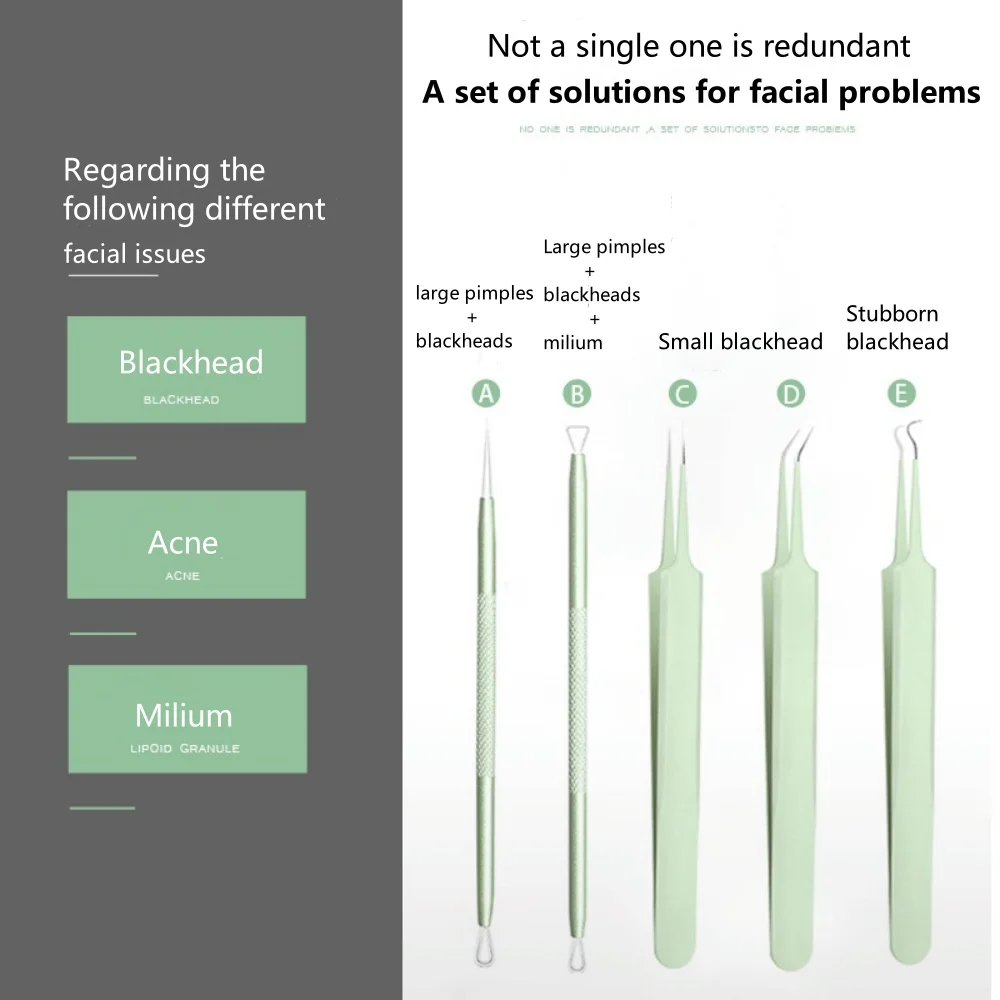 5 قطعة حب الشباب البثور مزيل الرؤوس السوداء كليب فائقة غرامة الملقط النقاط السوداء البثرة النازع حب الشباب إبرة منظف الوجه الجلد #4
