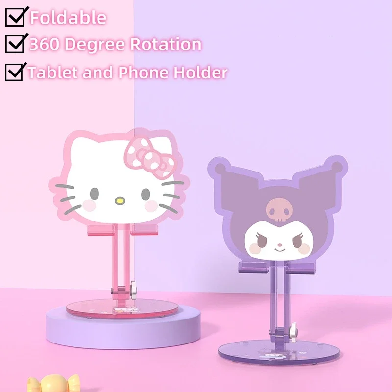

Sanrio Kuromi Phone Tablet Holder Foldable Rotatible Cell Phone Stand Kawaii Desk Decor for Boys Girls Birthday Gift