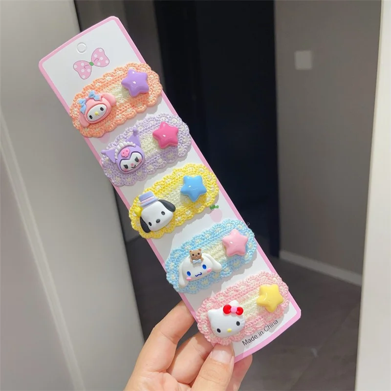 Sanrio Disney Princess Cartoon Knitted Hair Clips Lovely Sweet Hairpins for Girls Kids Baby Hair Accessories