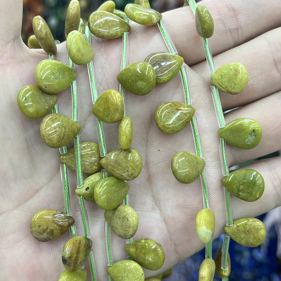 10x14mm Natural Green Australian Gemstone Round Section Teardrop shape Loose For Jewelry Making DIY Necklace Bracelet 15''