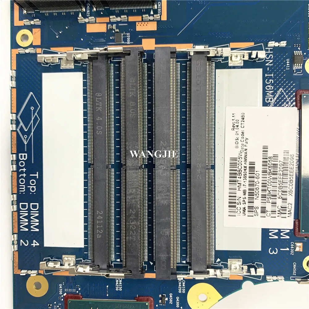 For HP Zbook Fury 16 G10 Laptop Motherboard  N50670-601 SPS-MB i7-13850HX nWWAN Fury WIN 6050A3467902 100% Working