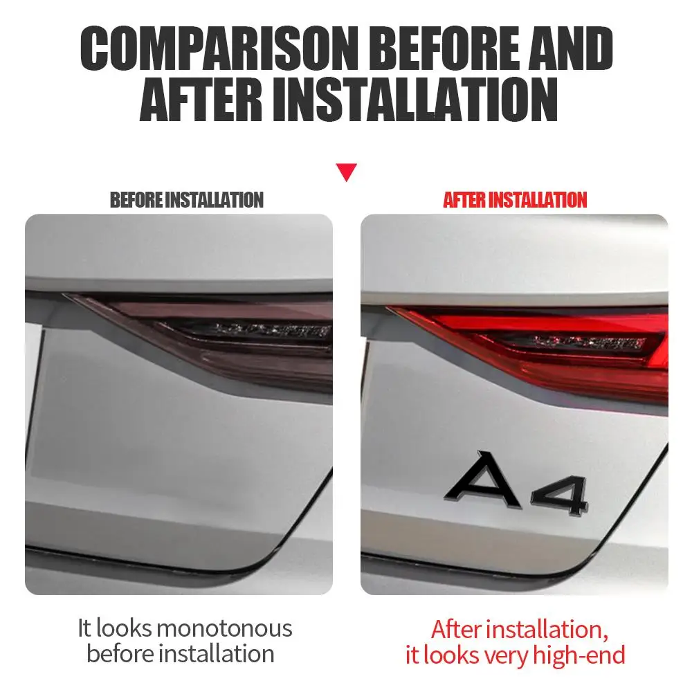 3D ABS A3 A4 A5 A6 A7 A8 A4L A6L A8L Q3 Q5 Q7 Letters Car Rear Trunk Emblem Decoration Sticker For Audi Sline Quattro RS A1 A2