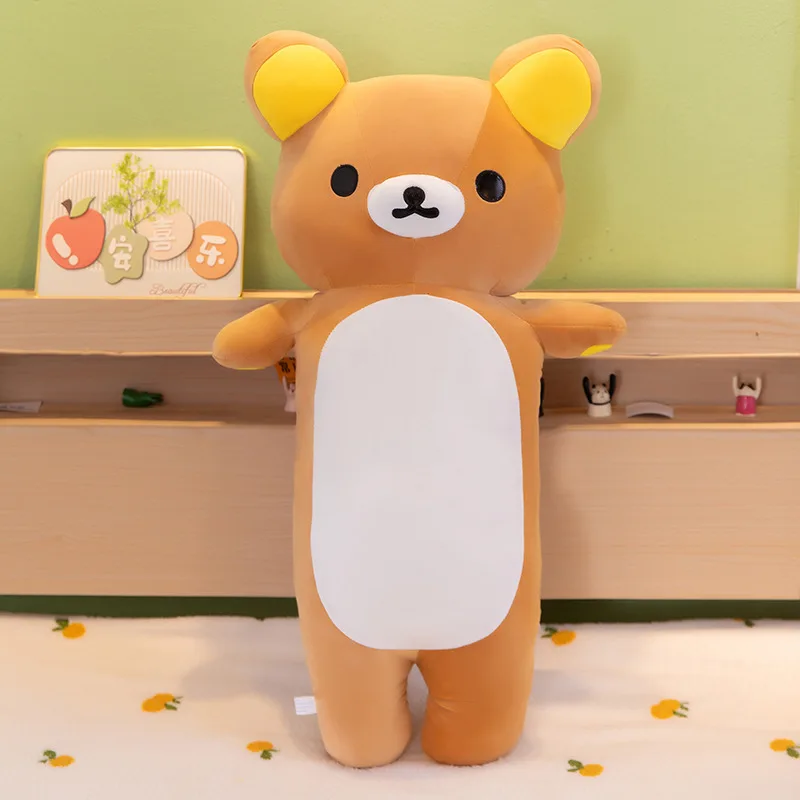 リラックマ-長いぬいぐるみ枕-ベッドデコレーション-ソファクッション-睡眠のお供-快適な人形-ボルスター-女の子向け-フェスティバルギフト