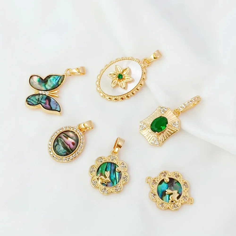 

14K Gold-plated Black Shell Butterfly Rabbit Moon Oval Pendant DIY Bracelet Pendant Decoration