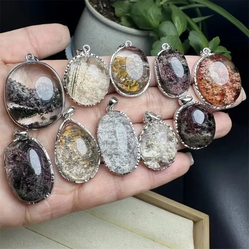 

S925 Natural Garden Quartz Pendant Carving Jewelry Healing Stone For Men Women Decoration Jewelry Gift