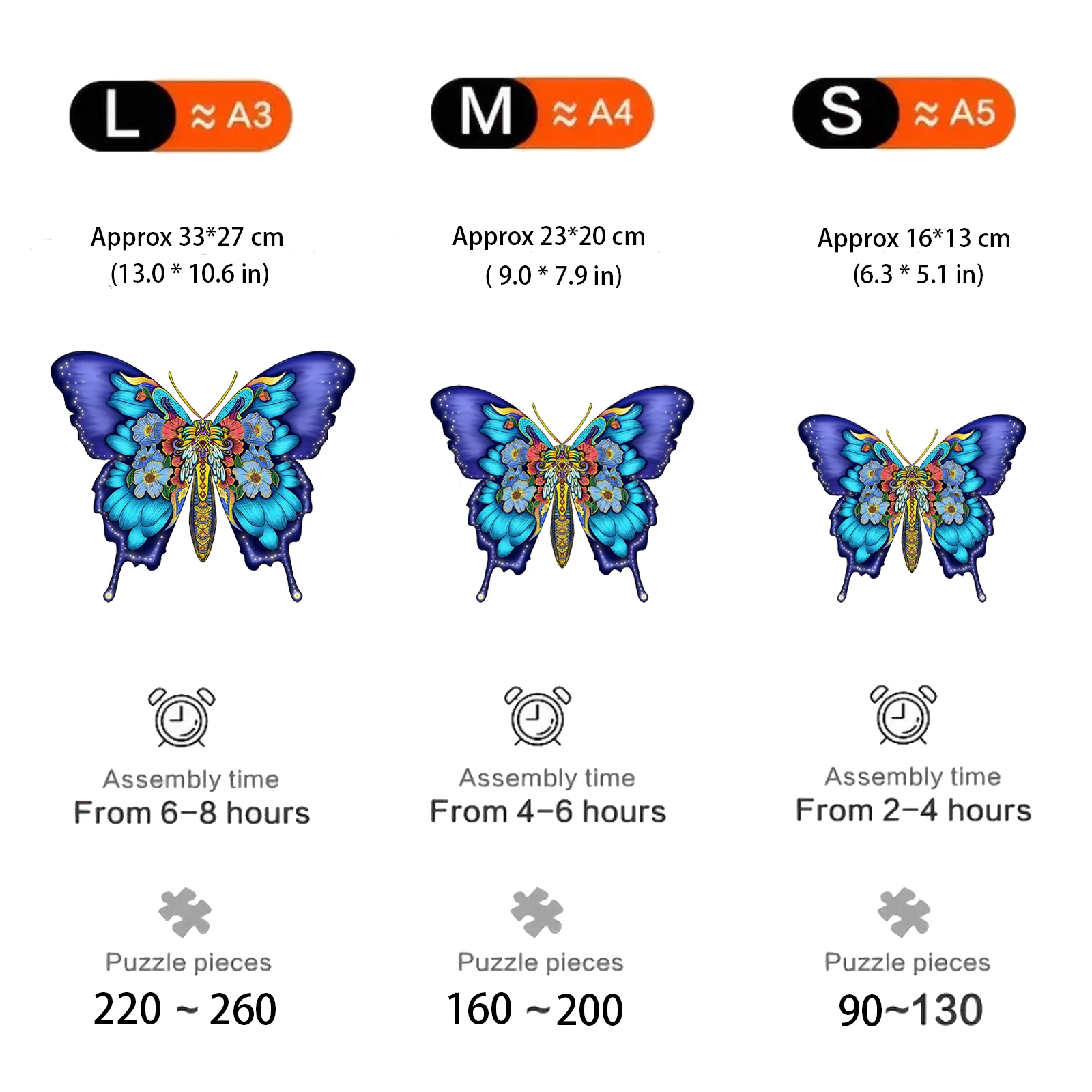 Top Quality 3D Jigsaw Wooden Butterfly Puzzles  Animal Shape Card Adults Kid Toys Gifts Family Puzzle Game Home Decoration ﻿