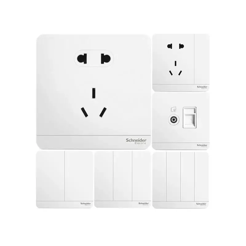 Schneider Electric Switch Socket Panel Luxury Mirror White Switches Two Three Plug Five Hole USB Wall Socket Home Decor