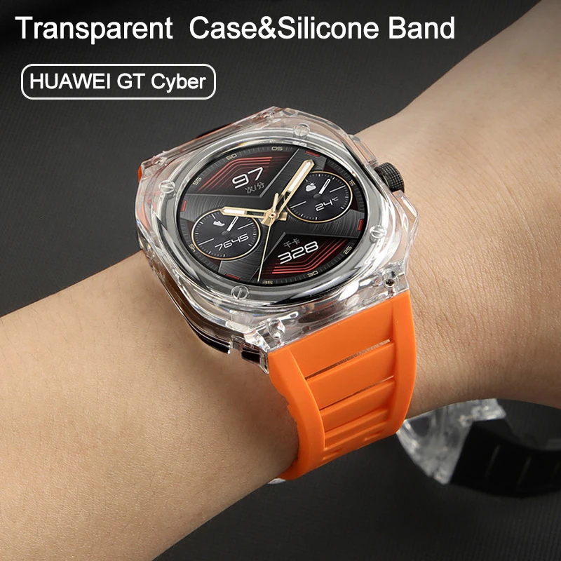 

Прозрачный чехол с изображением ледника, модификация браслета для HUAWEI GT Cyber Watch, силиконовый спортивный ремешок, защитный чехол, Новинка