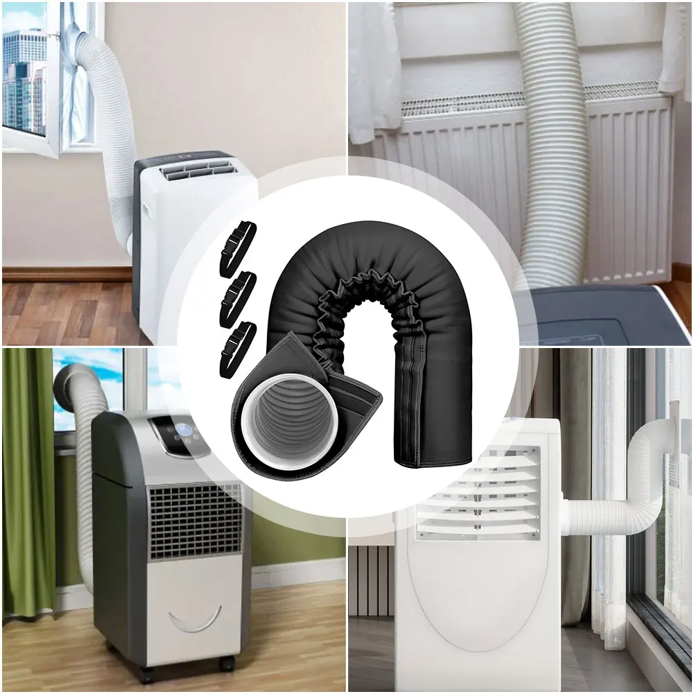 エアコンダクト断熱材ラップ（3つの伸縮バンド付き）エアコンホース断熱スリーブエアコンホースカバーラップ屋内外用