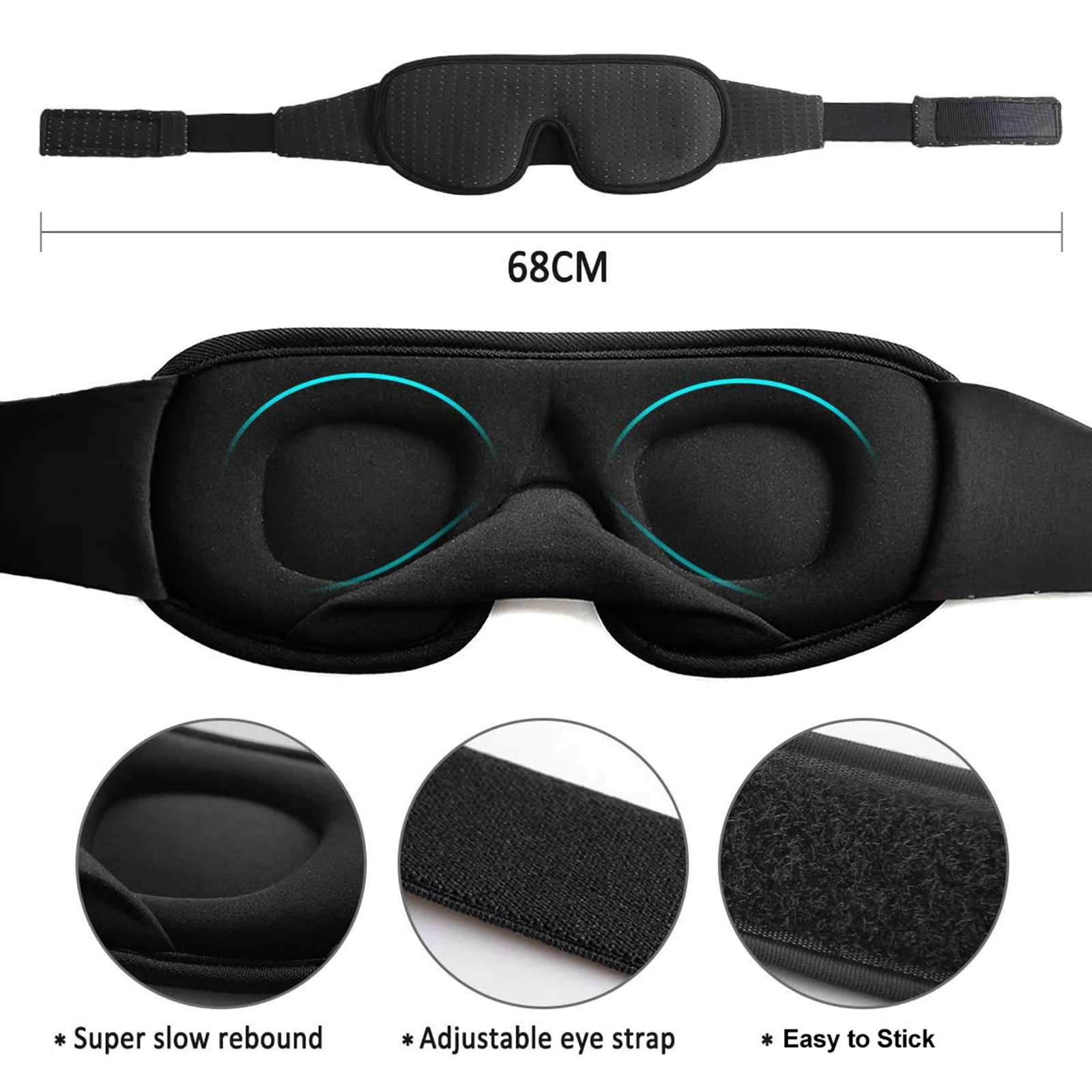 3D Sleep Mask Sleeping glasses Eye Mask for Women Men Night Blindfold Eye Cover Night Breathable Slaapmasker Adjustable Strap