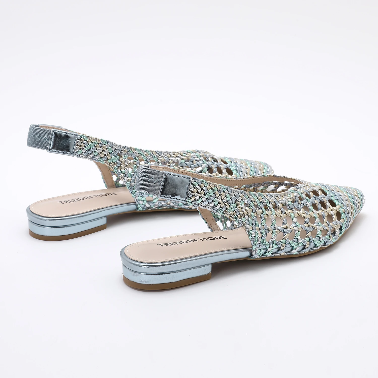 Trendin Mode Women Braided Pointed Toe Slingback Fashion Flat Bottom Elastic Backstrap Sandals