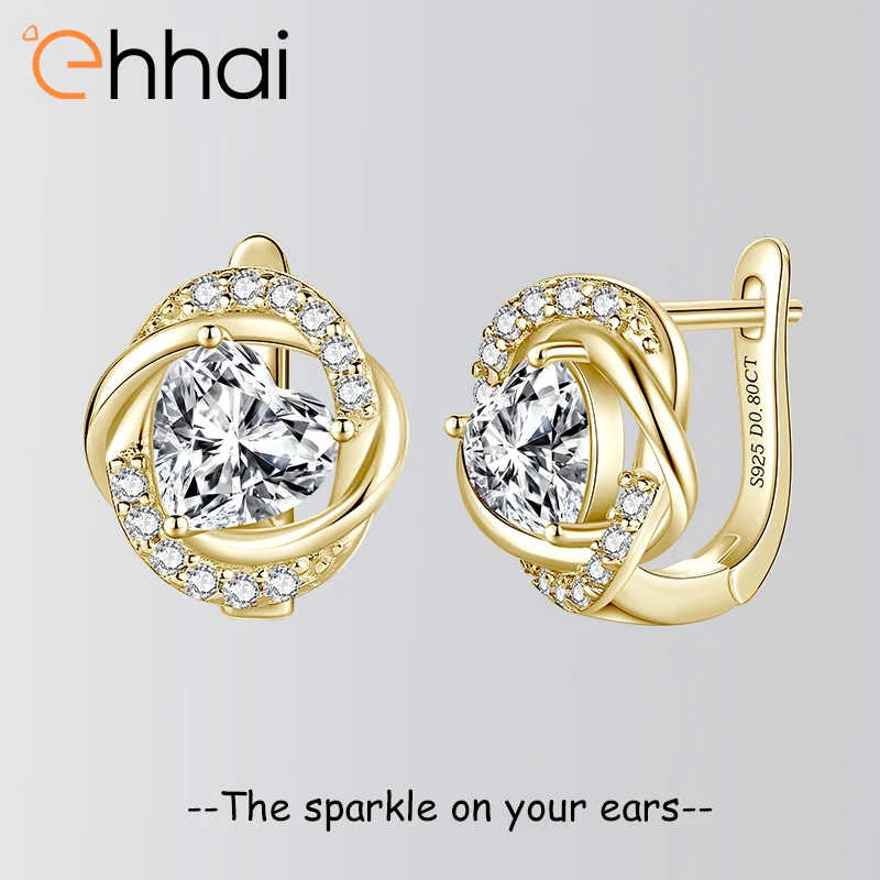 

Ehhai GRA Certified 6X6mm Heart Cut Moissanite U-shaped Hoop Earrings for Women Real 925 Sterling Silver Fine Jewelry Pendientes