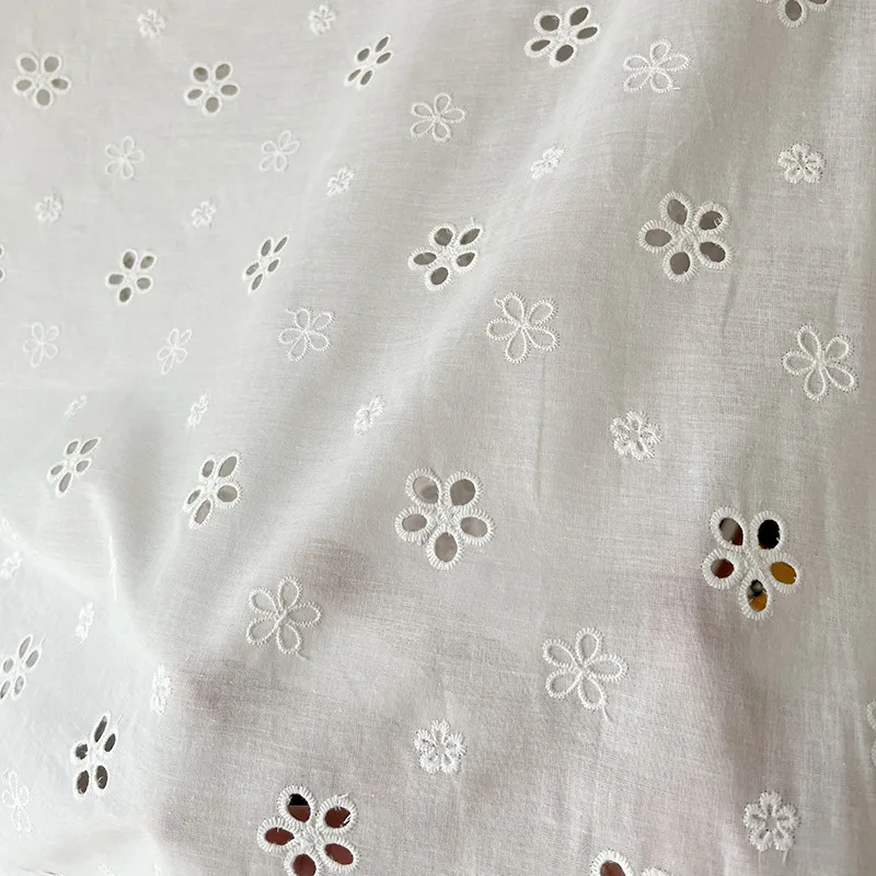 

Hollow three-dimensional embroidery floral 100% cotton fabric for sewing dresses clothes shirts curtains DIY handmade