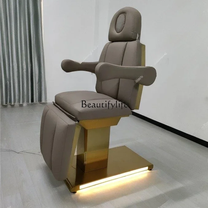 01-Gold base electric beauty bed folding lifting examination bed