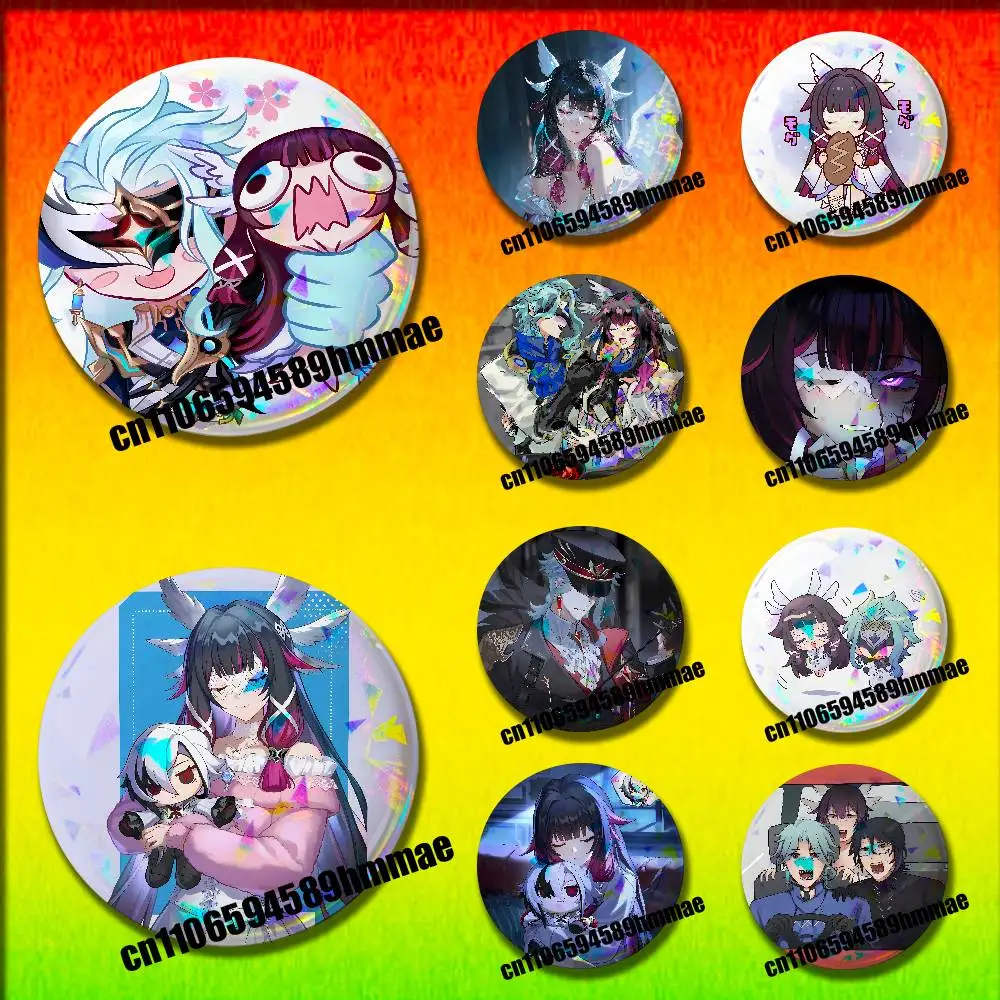 

For Genshin Impact Columbina Dottore Emblem Round Pins Insignia Badge Cover Ornament 75mm Cosplay Brooch Button