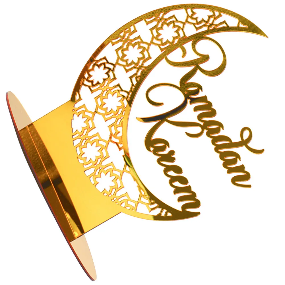 Eid -Fitr Acrylic Ornament Double-Sided Gold Moon Design Festive Table Window Desktop Decoration Ramadan Mubarak Islamic