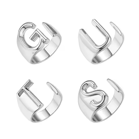 4 PCS Silver Plated Letter G U T S Ring Set Fashion Adjustable GUTS Rings For Women Fans Gifts