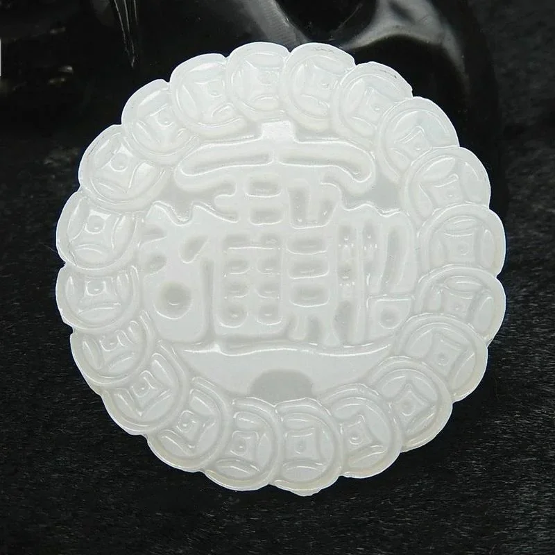 

Natural Chinese White Jade Hand Carved Lucky Jinbao Pendant Fashion Boutique Jewelry Men and Women Necklace Popular Gift