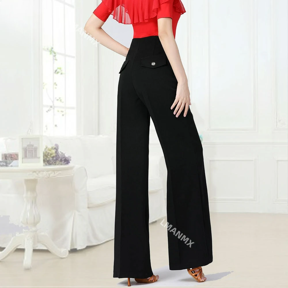 

Женские широкие брюки для бальных танцев, униформа для латинских танцев, брюки для бальных танцев с высокой талией