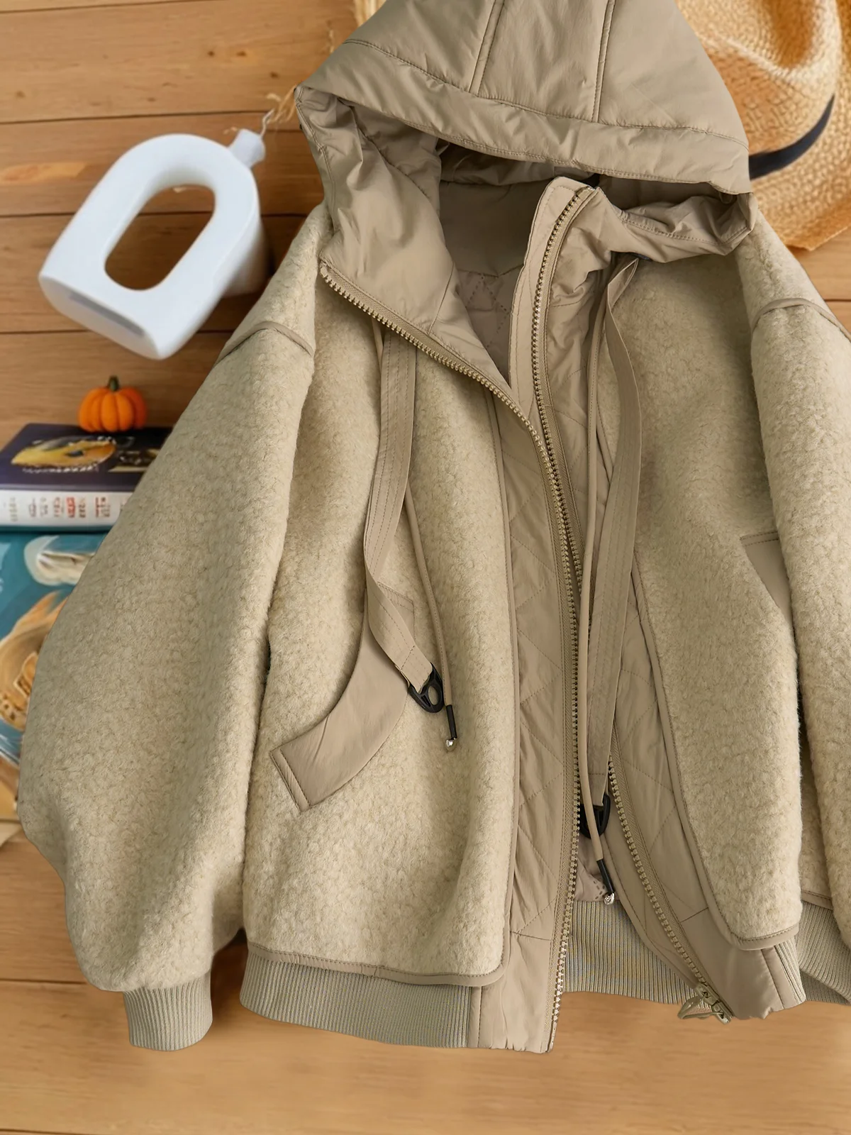 Chique jaqueta acolchoada de algodão com capuz para mulheres cor sólida coreano solto todos os jogos topos viajando jaquetas com zíper engrossado