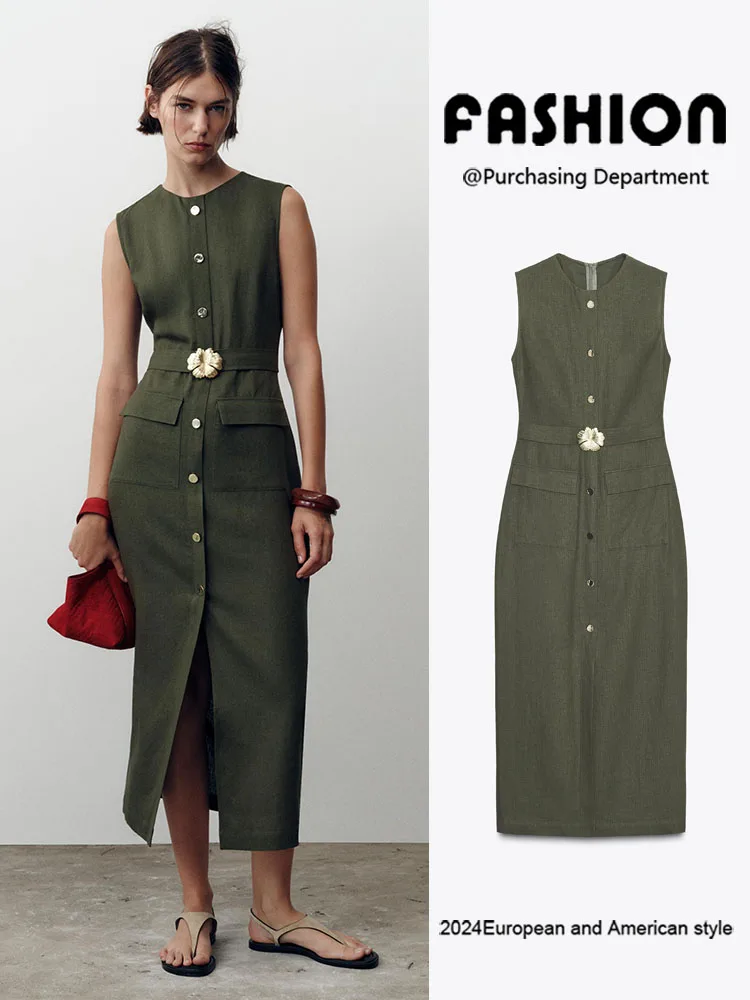 

Новый летний женский пояс на одной пуговице, миди Dr ZA2025, модный модный пояс Sle 2021, сезонный выпуск