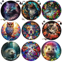 Animal Wooden Puzzle Board Games for Children Adults Hobby Board Set Diy Iq Puzzle Educational Toys Entertainment Jigsaw Model
