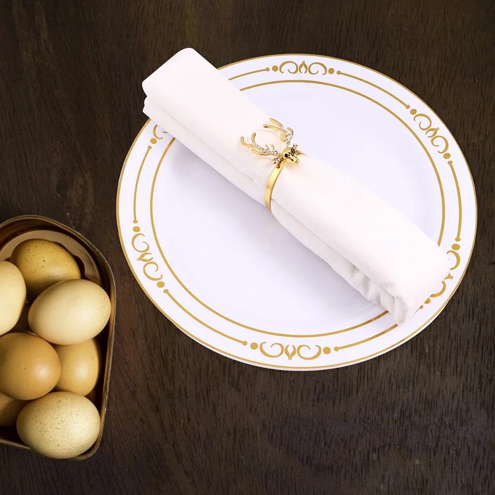 

4Pcs Napkin Rings Premium Alloy Material Cute Deer Shape Holiday Napkin Holder for Dining Table Party Decoration Use