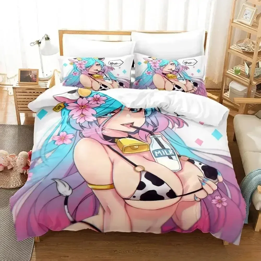 جديد مثير الفتيات Silvervale Vtuber طقم سرير واحد التوأم كامل الملكة الملك الحجم طقم سرير الكبار طفل غرفة نوم حاف مجموعة غطاء أنيمي